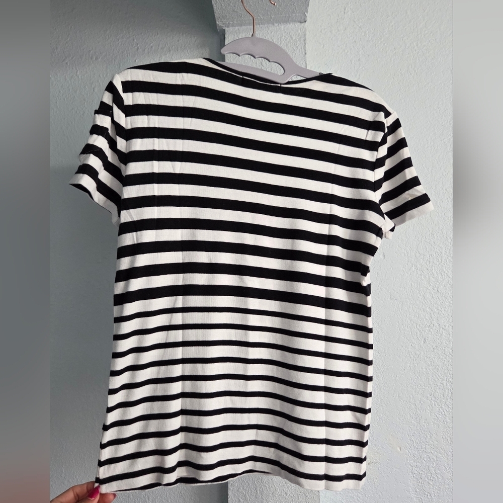Lauren Ralph Lauren Black and White Striped Top - Picture 2 of 5